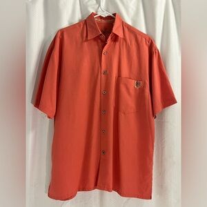 Bamboo Cay‎ Shirt size Small Relax Hawaiian Palm Tree Short Sleeve Button salmon